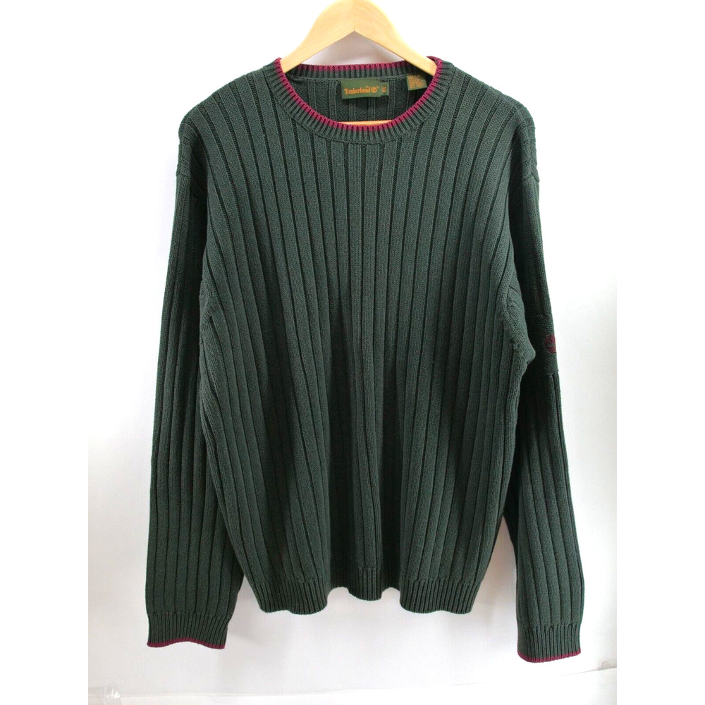 Timberland Thick Knit Green Sweater XL‎ Mens Crew Neck Warm